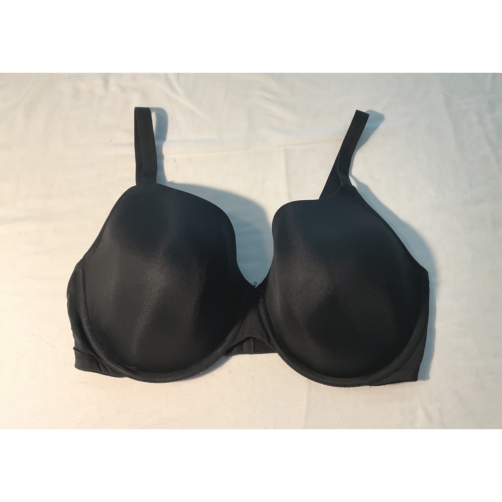 Cacique Lightly Lined T-Shirt Bra Black Underwire 42F 605361